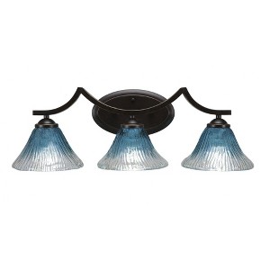 Toltec Lighting Zilo 3 - Light Vanity in  Dark Granite with 7" Teal Crystal Shade - 1 of 1