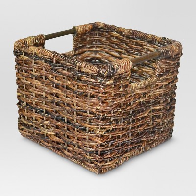 dark wicker storage baskets