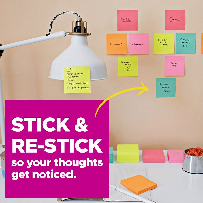 Post-it Super Sticky Pads in Miami Colors 2 x 2 Miami 90/Pad 8 Pads/Pack 6228SSMIA, 3 of 10