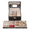 Unique Bargains PU Leather 3 Layer Birthday Gifts Jewelry Organizer Storage Holder with Drawer and Mirror - 3 of 4