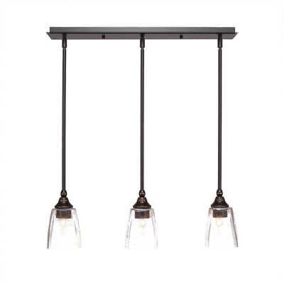 Toltec Lighting Any 3 - Light Chandelier in  Dark Granite with 4.5" Square Clear Bubble Shade