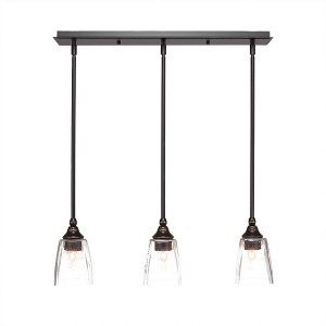 Toltec Lighting Any 3 - Light Chandelier in  Dark Granite with 4.5" Square Clear Bubble Shade - 1 of 1