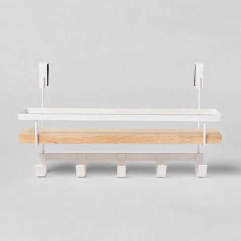 Metal Bathtub Caddy With Wood Handles Matte White - Brightroom™ : Target