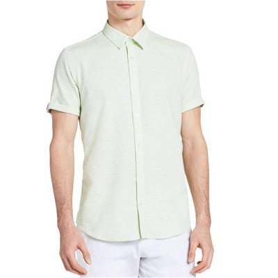Calvin Klein Mens Dobby Striped Button Up Shirt