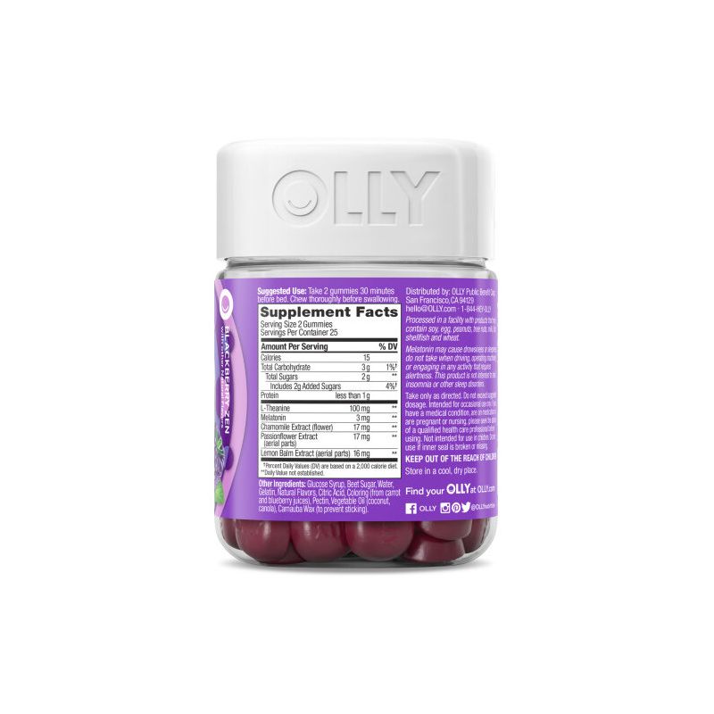 OLLY 3mg Melatonin Sleep Gummies - Blackberry Zen, 3 of 15
