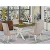 HomeStock 5-Piece Distressed Jacobean Finish Solid Wood Top Dining Table with 4 Parson Chair - 2 of 4