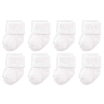 Luvable Friends Baby Unisex Newborn and Baby Terry Socks, White