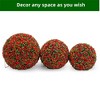 Artificial Flower Topiary Ball Set of 2, UV Resistant Faux Hanging Rose Ball, Fake Boxwood Decorative Balls with Hanging Chains and Zip Tiles - 3 of 4