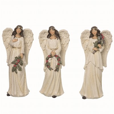 Transpac Resin White Christmas Small Snowy Angel Set of 3