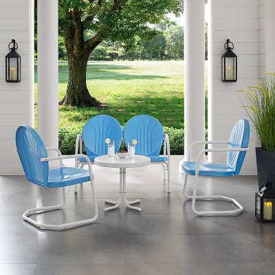 Sky Blue Metal 4-Piece Outdoor Conversation Set