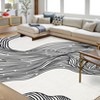 2 x 6 ft Polyester  Imitation Beige Black Rectangular Hallway Bathroom Entryway Kitchen Office Foldable Line Printed Modern Washable Area Rug - 3 of 4