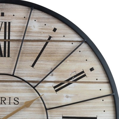 Sorbus Oversized Round Metal and Wood Wall Clock