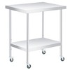 Stainless Steel Table, Heavy Duty Worktable with Adjustable Undershelf and Locking Casters, 2 Tier Metal Prep Table for Kitchen, Restaurant, Garage - 2 of 4