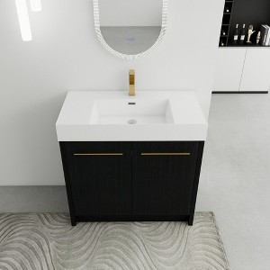 ChicFurnit Bathroom Vanities Modern Vanity with Sleek Design and Ample Storage for Bathroom Spaces, Black,35.4”*18.1”*35.1" - 1 of 3