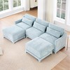ModernLuxe Chenille Fabric Sofa with Ottoman & Lumbar Pillows, Ergonomic Sofa Couch for Living Room/Bedroom, Beige/Sky Blue/Green (2-4 Seats) - 2 of 4