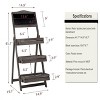 UNHO Freestanding Rustic Chalkboard Display Rack Planter Stand Fold Sign Board with 3 Tiers Storage Shelves for Outdoor Garden Advertisement - 3 of 4