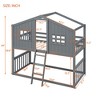 Twin Over Twin House Bunk Bed With Ladder, Wood Bed-White - 4 of 4