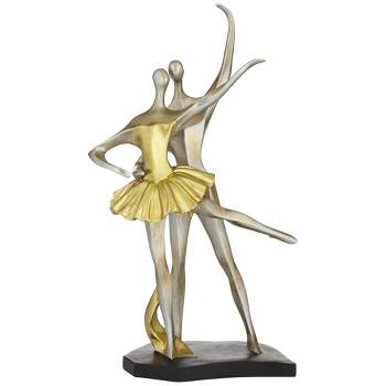 Dahlia Studios En Pointe 15" High Matte Gold Antique Silver Dancer Statue