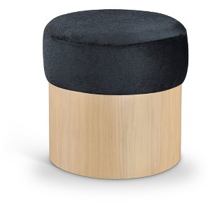 Meridian Furniture,Nimes Velour Fur Fabric Ottoman/Stool - 1 of 4
