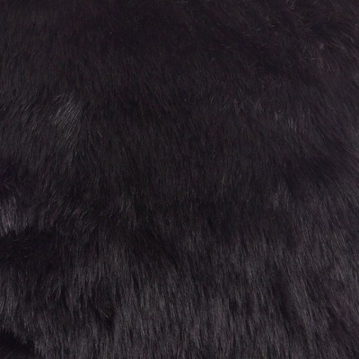 Black Faux Fur Square Throw Pillow with Down Filling