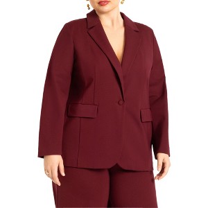 ELOQUII Women's Plus Size The Ultimate Stretch Long One Button Blazer - 1 of 2