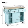 NicBex 2 Drawer Rolling Kitchen Island Cart with Sliding Barn Door,Kitchen Island on Wheels with Drop-down Desktop,Island Table for Kitchen - 3 of 4