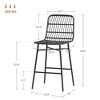 Rattan Counter Bar Stools Set of 2, 26" Counter Height Barstools with Back, Bar Chairs for Kitchen Island - 3 of 4