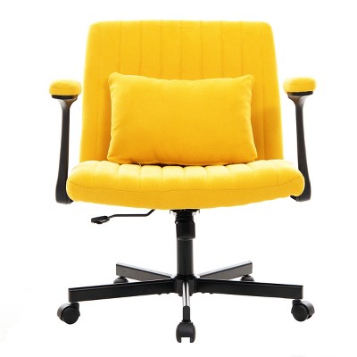 GlasFlength Task and Office Chairs Adjustable Office Chair Ergonomic Swivel Chair Computer Arm Chair for Long Sitting, Yellow, 25.2"*25.2"*36.6"