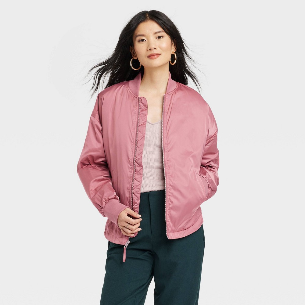 size XXL Women's Bomber Jacket - A New Day Berry Pink 