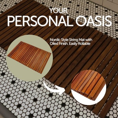 Nordic Teak Oiled Finish Indoor/Outdoor Bath Mat 31.4" x 19.6"