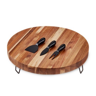 Twine Acacia Wood Footed Cheese Board & Knife Set