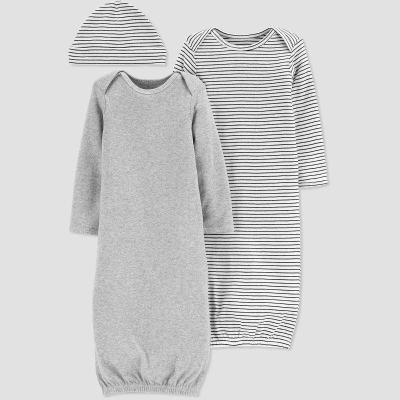 Carter&#39;s Just One You&#174; Baby Girls&#39; 2pk Gown and Hat - Gray, 1 of 6