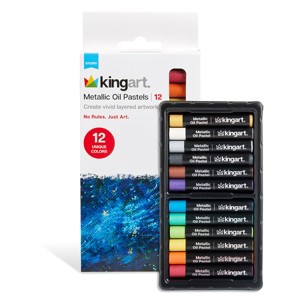 KINGART Oil Pastels 12 Metallic Colors - 1 of 4