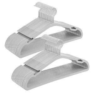 50-Pack Heavy Duty Plastic Hangers with Wide Notches & Pant Bar, 360° Swivel Hook Space Saving Closet Organizer - 1 of 4