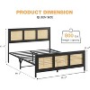 Boho Rattan Platform Bed Frame – Full/Queen/King Sizes, Strong Metal Slats (No Box Spring), Noise-Free Design w/ Headboard (White/Black) - 2 of 4