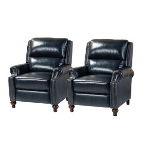 Set of 2 Elisabete Modern Wingback Genuine Leather Recliner with Vintage Nail Head Trim for Living Room and Bedroom| ART OF LIVING DESIGNS - 1 of 4