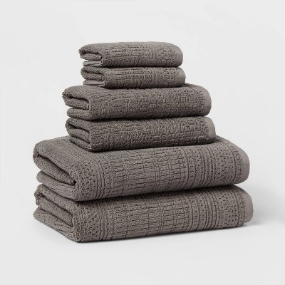 Big Bundle 100% Cotton 12 Piece Bath Towel Set Gray