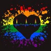 Adult Design By Humans Pride Heartbeat EKG Splatter By LegatoTendo T-Shirt - 2 of 2