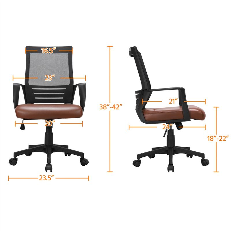 Yaheetech Adjustable Office Chair Midback Computer Chair with Lumbar Support, 4 of 12