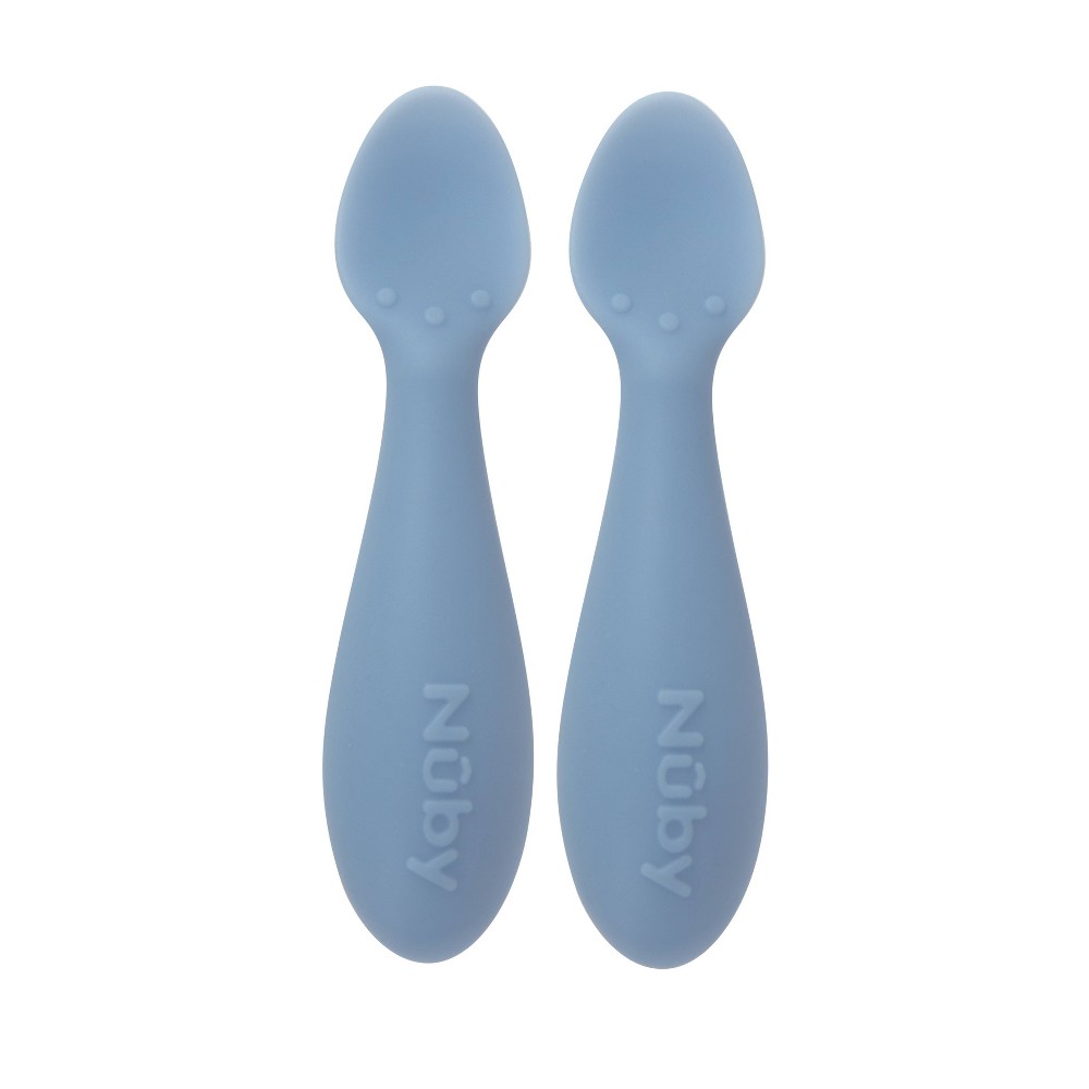 Photos - Spoon Nuby Silicone Mini  - Blue - 2pk 