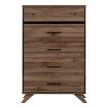 Flam 5 Drawer Chest Natural Walnut/Matte Black - South Shore