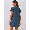 cheibear Womens Nightgown Sleep Dress Short Sleeve CrewNeck Soft Night Dress with Pockets - 3 of 4