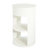Okak Modern 3-Tier Round Side Table with Metal Frame, End Table with Sliding Door Cabinet and 2 Shelves, Couch Table for Living Room, Matte White - 3 of 4
