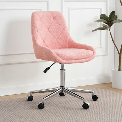 Racxily Armless Office Chair, Velvet Office Desk with Wheels, Adjustable Swivel Accent Chairs, Vanity Seat for Small Spaces