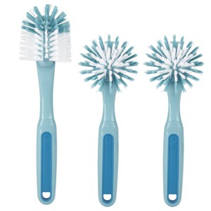 GoodCook Ready 3pk Dish Brush Set: Rubber & Plastic Cleaning Tools, Blue, 11.5" Height, 5.75" Width, 2.25" Depth - 1 of 4