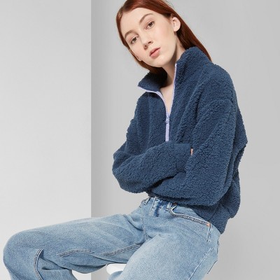 women's sherpa pullover with pockets