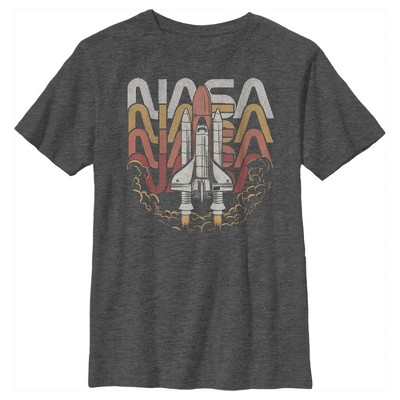 Boy's Nasa Rocket Launch Repeat T-shirt - Charcoal Heather - Large : Target