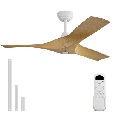 52 Inch Ceiling Fan No Light 3 Blades Low Profile Downrod Mount Ceiling Fans with Remote for Indoor/Outdoor  Patio Garage Living Room Bedroom