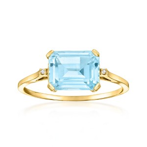 Ross-Simons 3.00 Carat Sky Blue Topaz Ring With Diamonds in 14kt Yellow Gold - 1 of 4