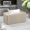 LunaLulinlk Tissue Box Cover Stylish PU Leather Rectangular Tissue Box Holder with Magnetic Bottom Cover (Beige Stria) - 4 of 4